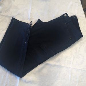 White House Black Market Skinny Indigo Blue Soft Utility/Cargo Jean Laced Ankle